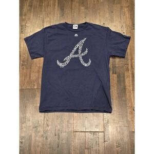 Atlanta Braves Shirt Mens Large Blue MLB Baseball Short Sleeve Crewneck T-Shirt